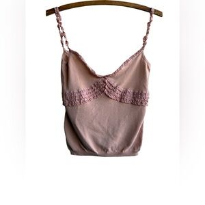 Y2K Vintage Moschino Dusty Rose Lace Accent Top